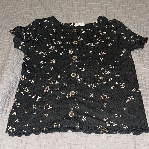 Jessica Simpson Black Floral Button-Up Kids Shirt - Picture 1 of 2
